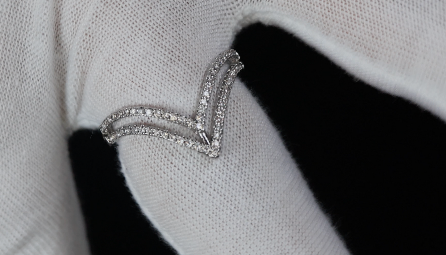 Silver Diamond Wishbone Ring