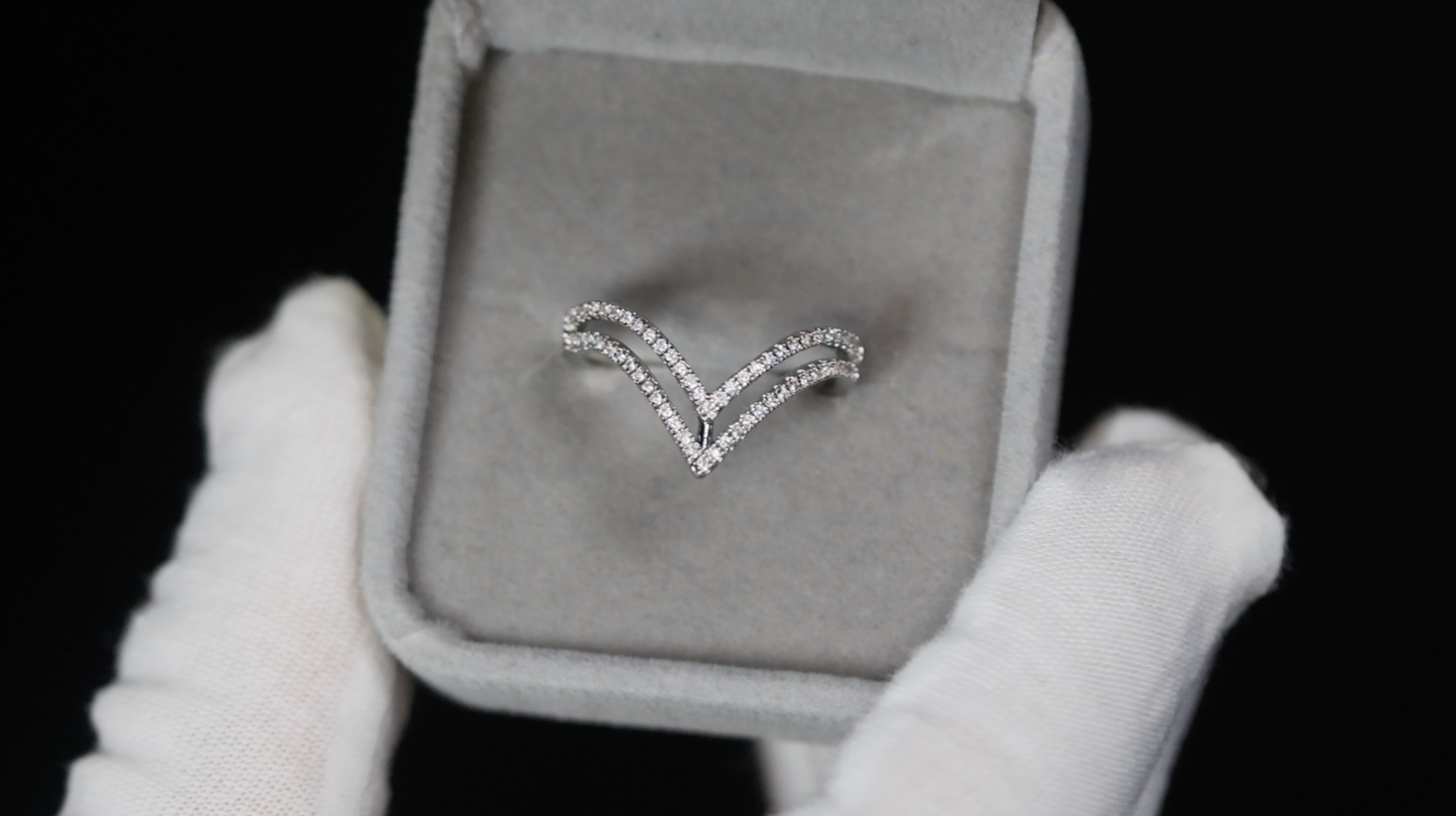Silver Diamond Wishbone Ring