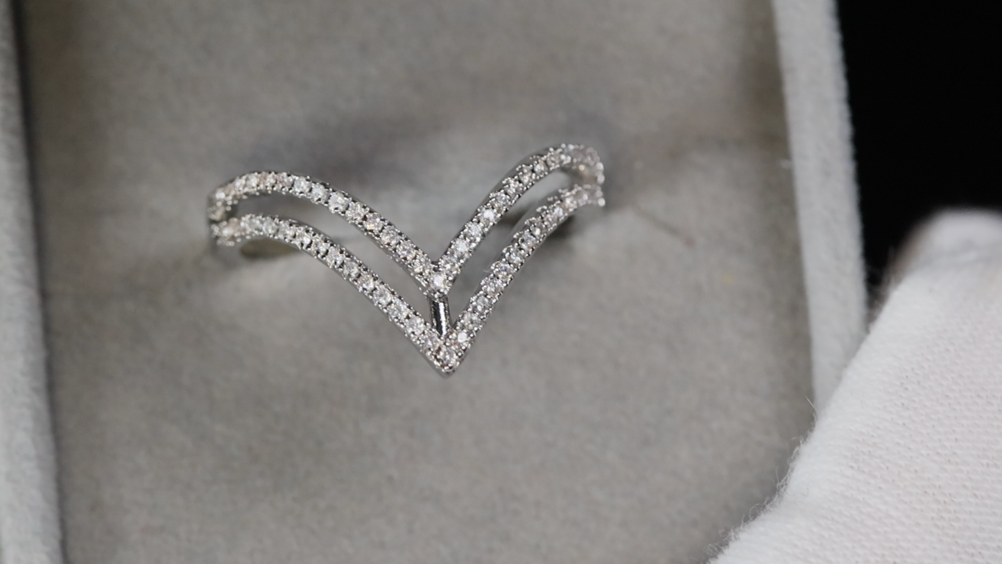 Silver Diamond Wishbone Ring