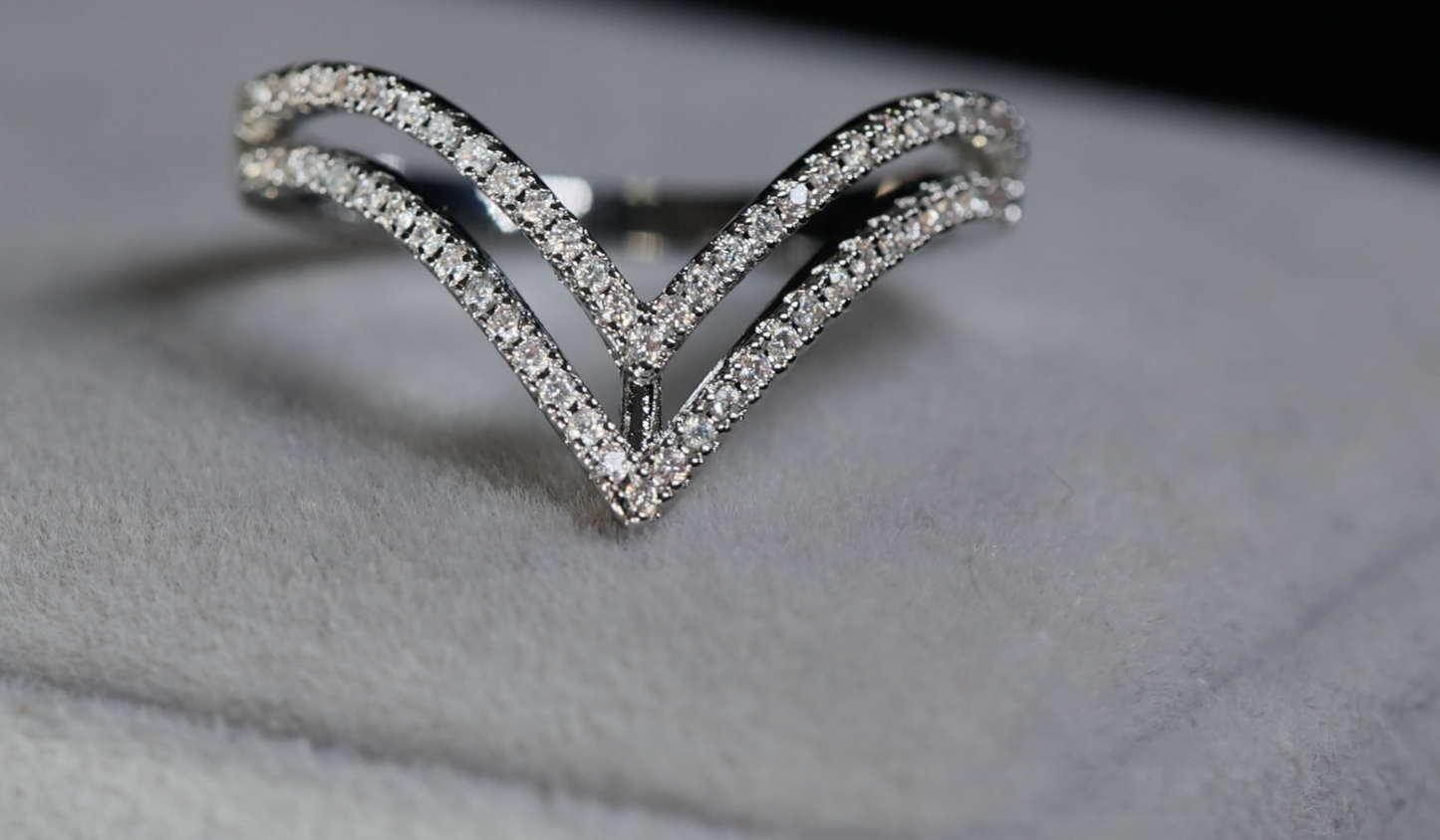 Silver Diamond Wishbone Ring
