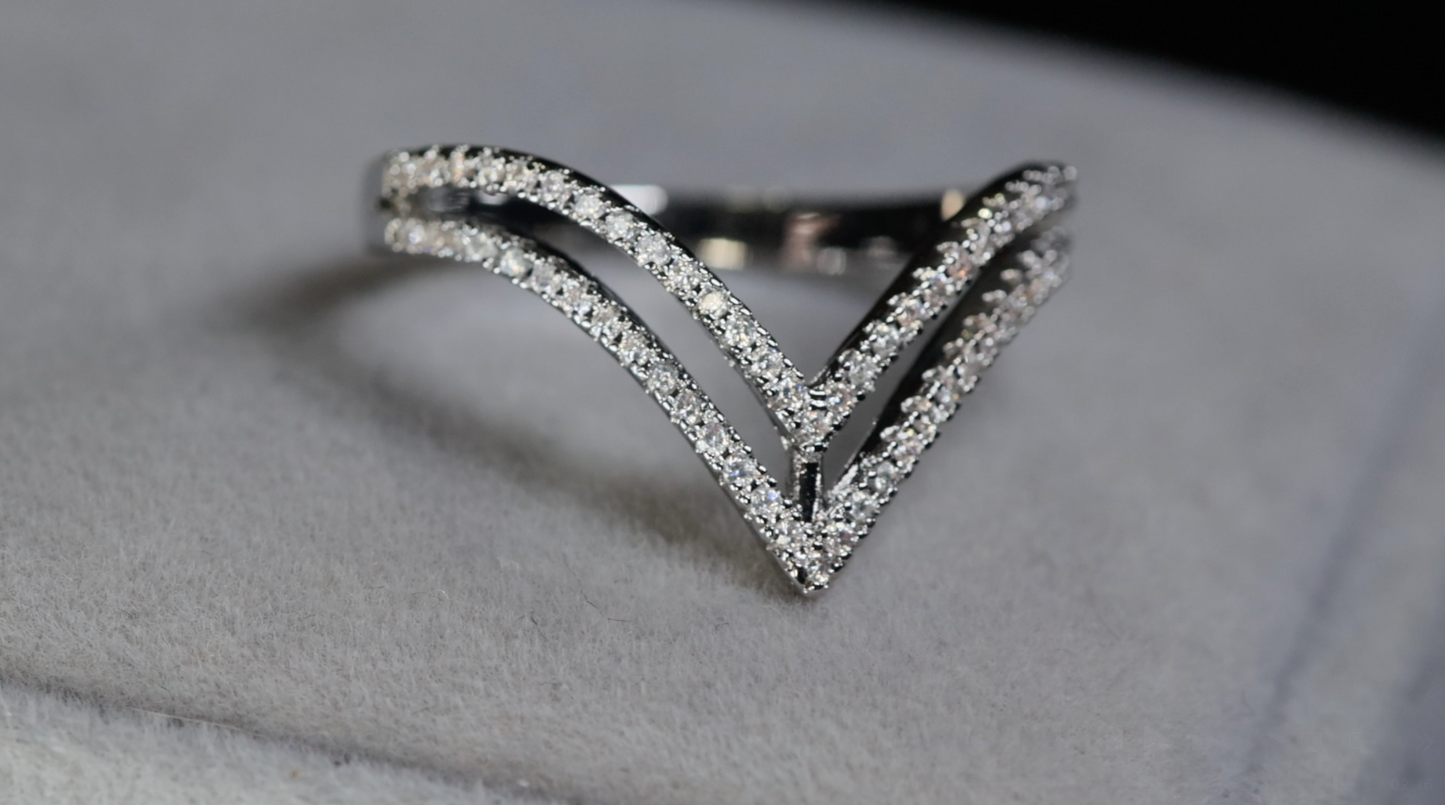 Silver Diamond Wishbone Ring