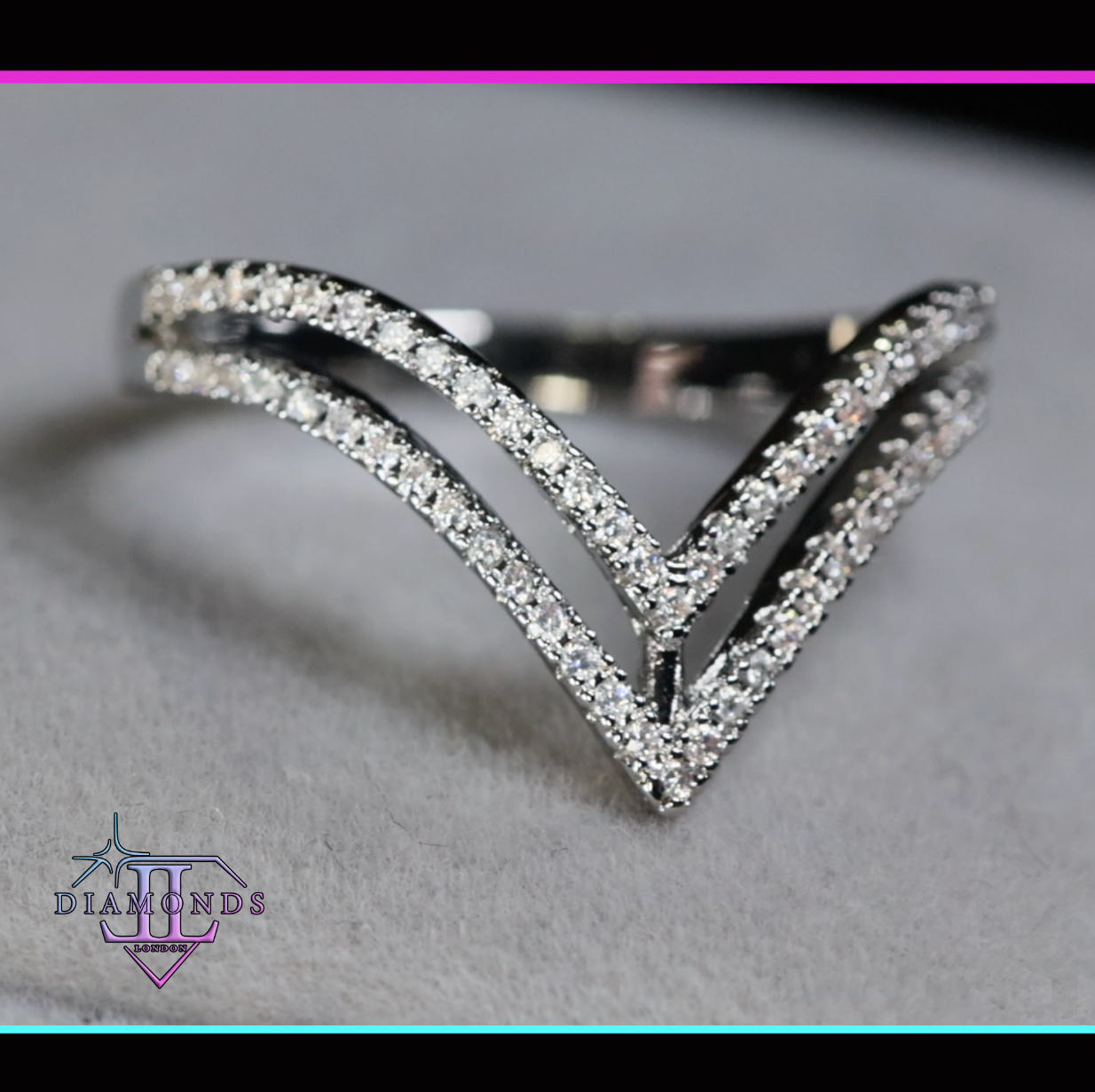 Silver Diamond Wishbone Ring