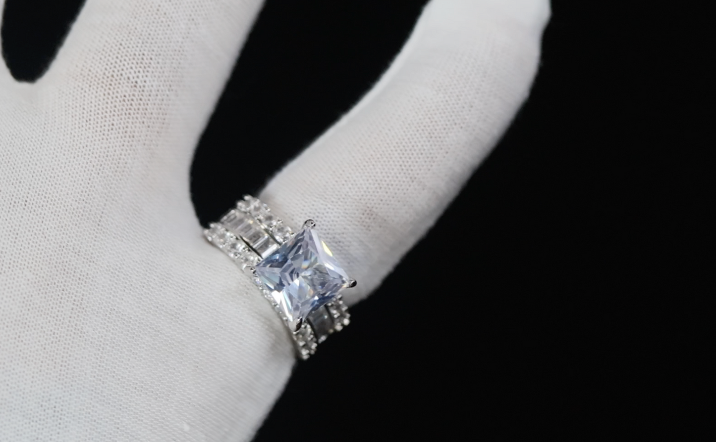 Women's Big Carat Ring  Ring | Big Princess Cut Ring | Big Diamond Ring