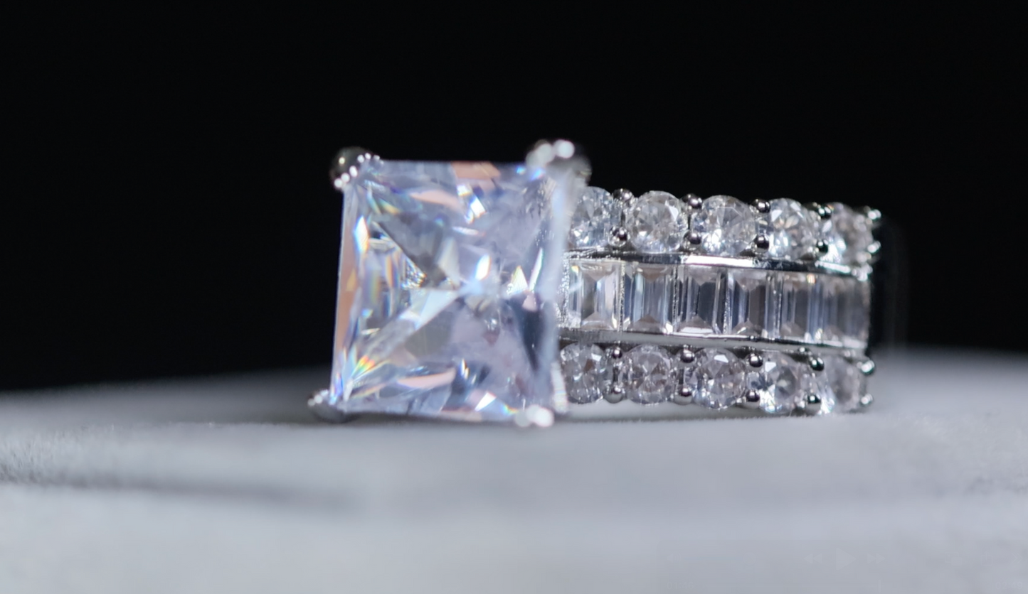 Women's Big Carat Ring  Ring | Big Princess Cut Ring | Big Diamond Ring