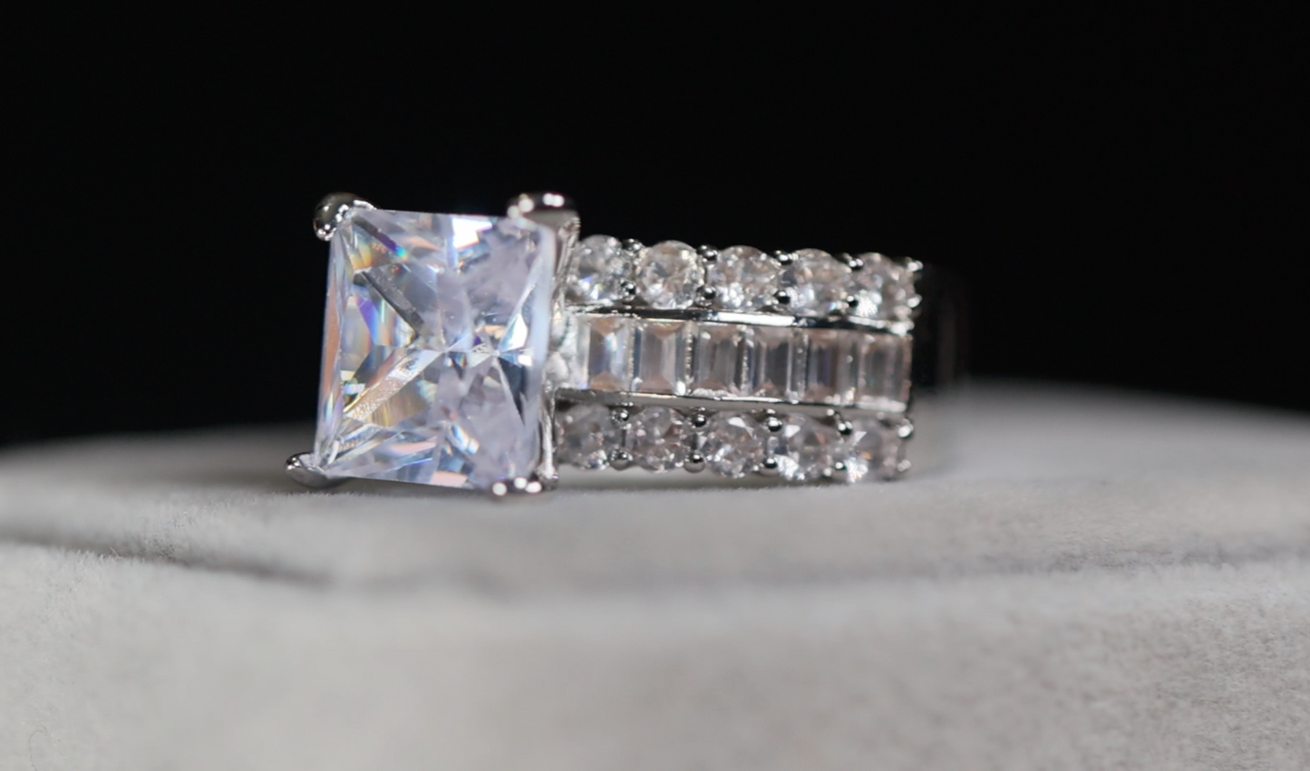 Women's Big Carat Ring  Ring | Big Princess Cut Ring | Big Diamond Ring