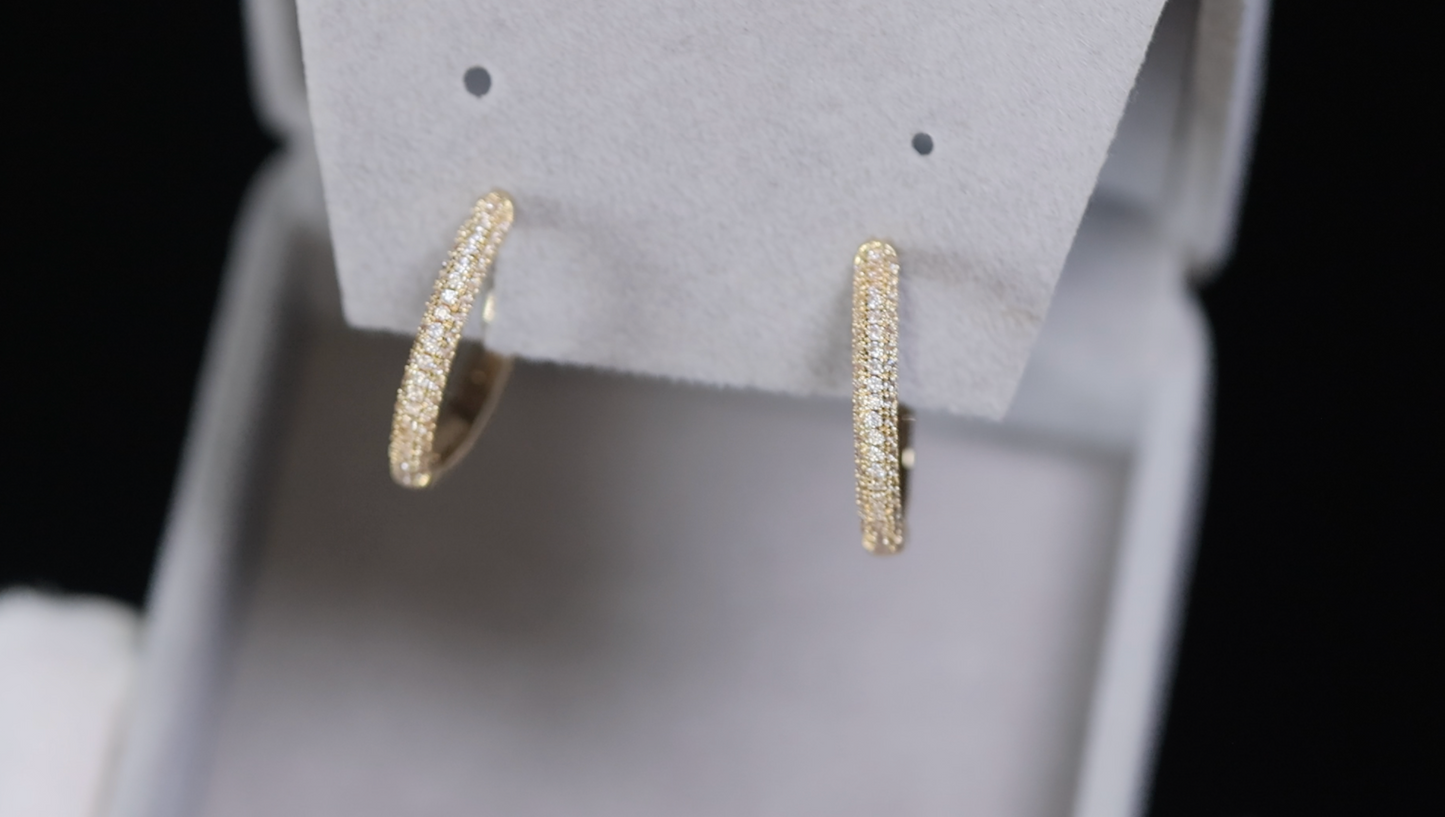 Women's Gold Diamond Hoop Earrings