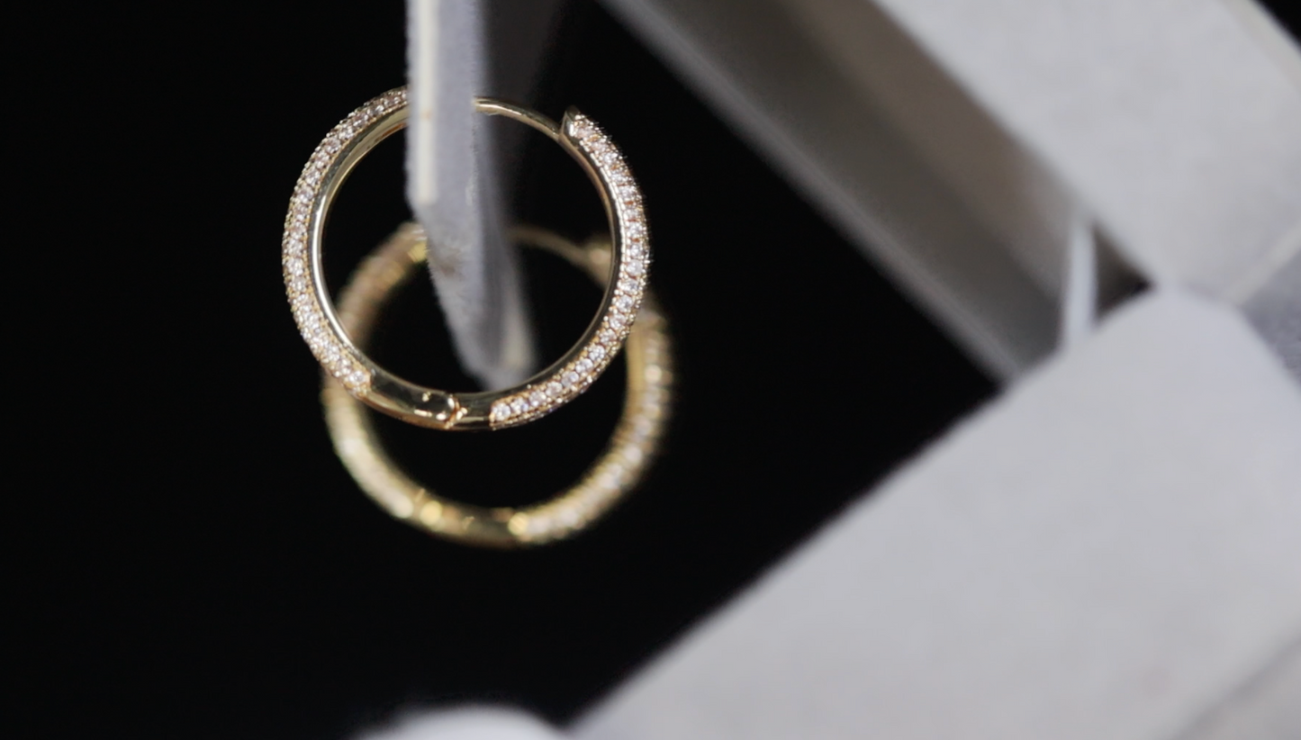 Women's Gold Diamond Hoop Earrings