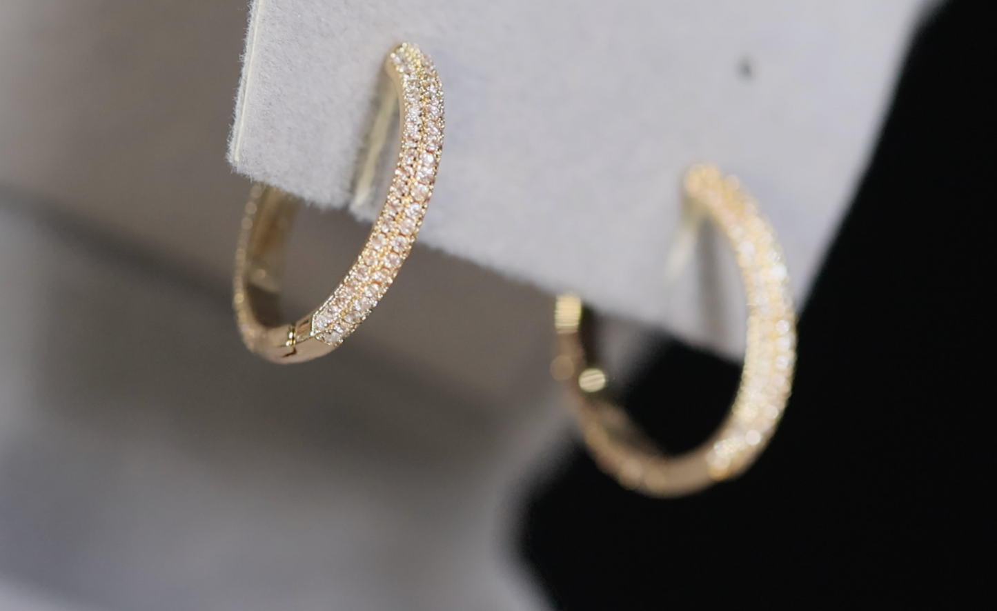 Women's Gold Diamond Hoop Earrings