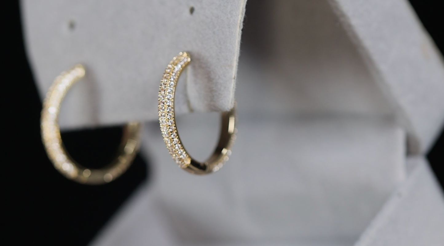 Women's Gold Diamond Hoop Earrings