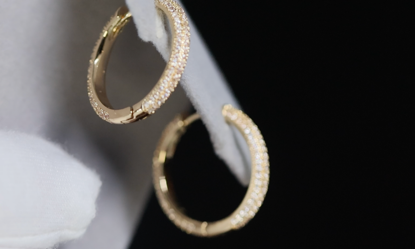 Women's Gold Diamond Hoop Earrings