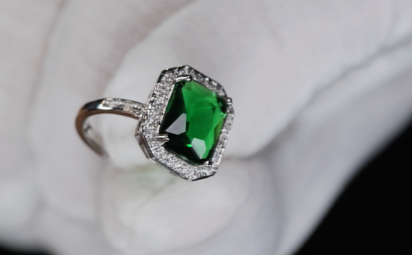 Womens Green Diamond Engagement Ring