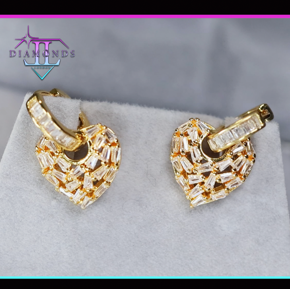 Gold Diamond Heart Earrings