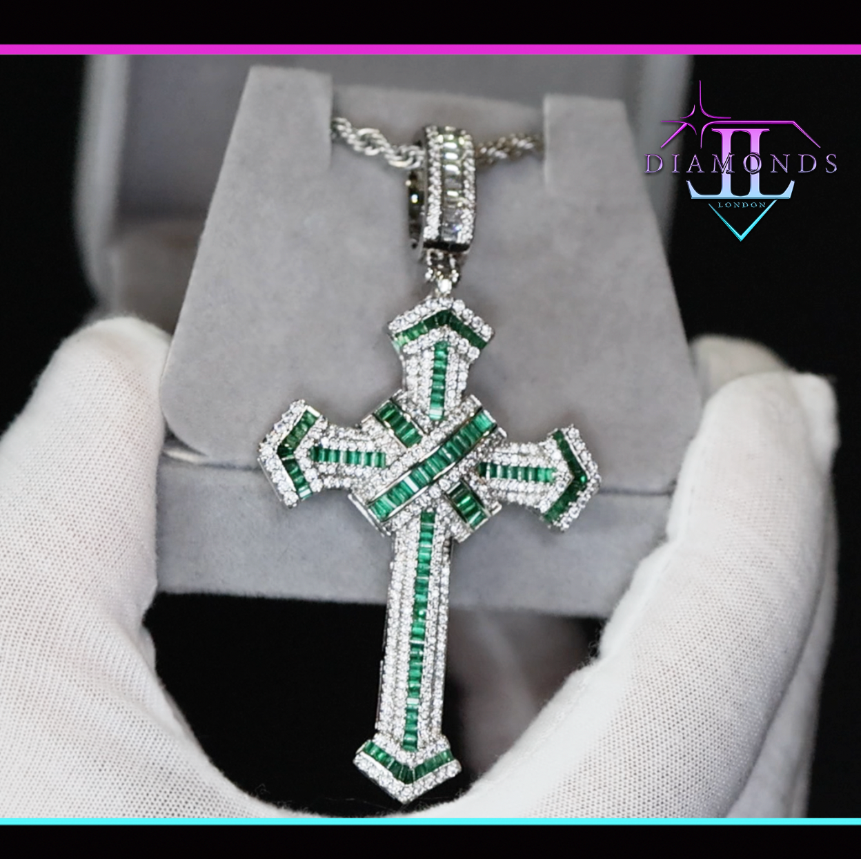 Green Diamond Cross Pendant