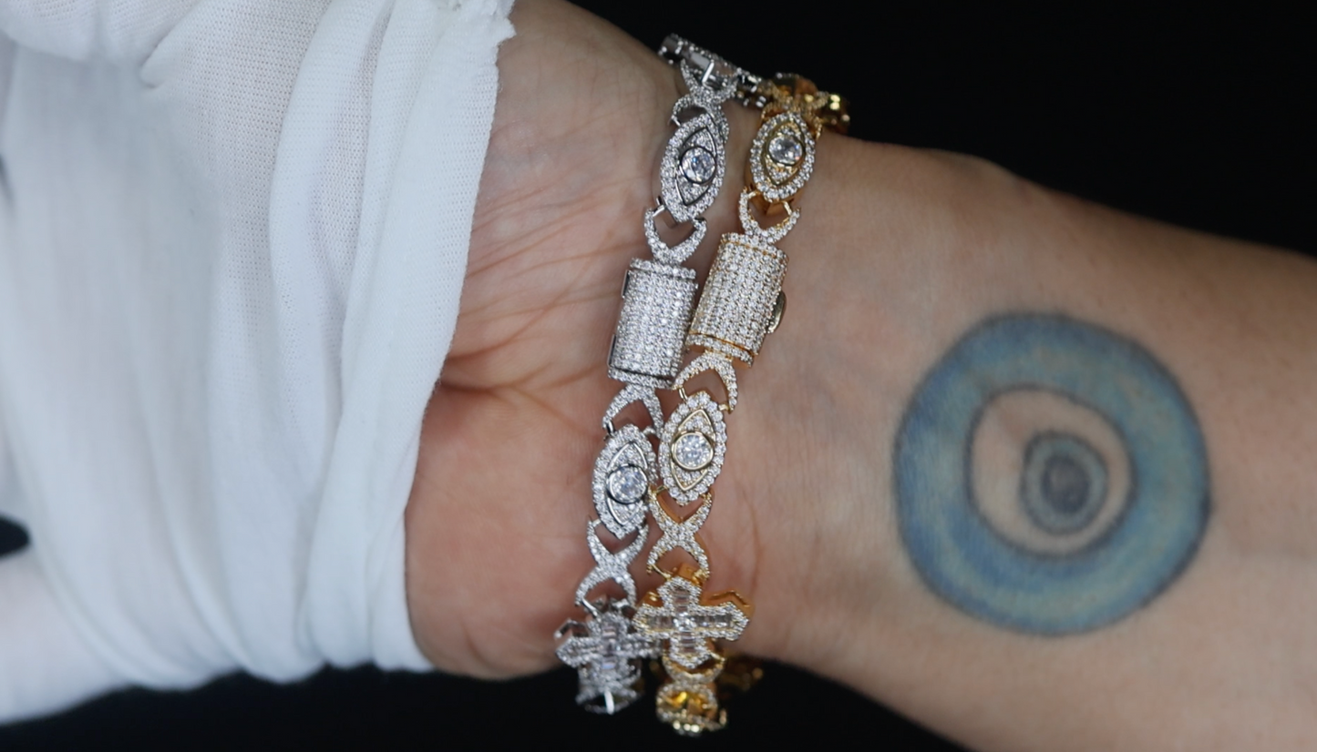 Infinity Link Chain | Infinity Link Cross Bracelet | Iced Out Bracelet
