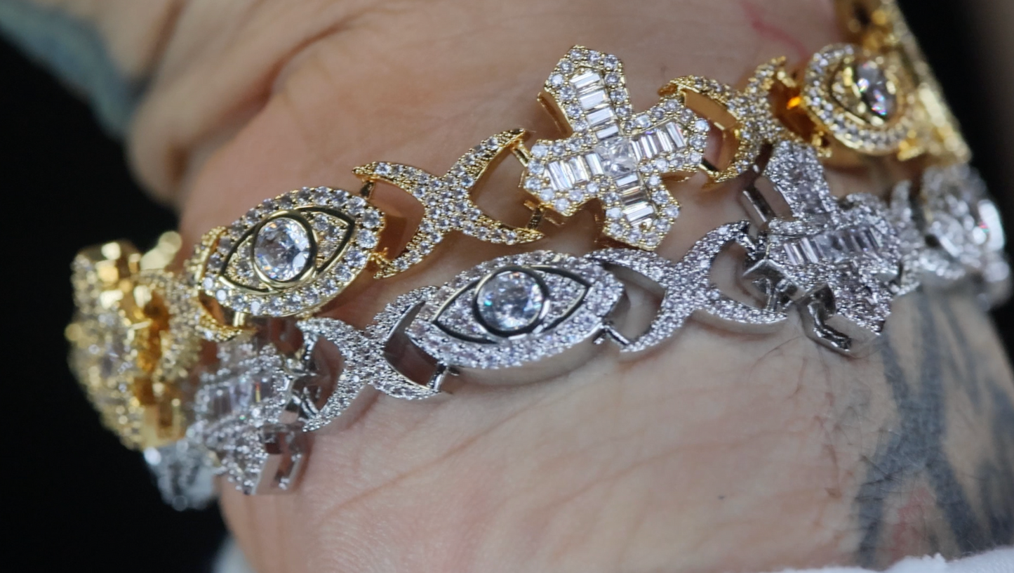 Infinity Link Chain | Infinity Link Cross Bracelet | Iced Out Bracelet