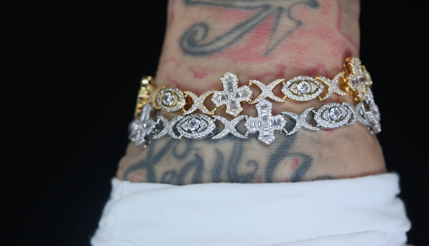Infinity Link Chain | Infinity Link Cross Bracelet | Iced Out Bracelet