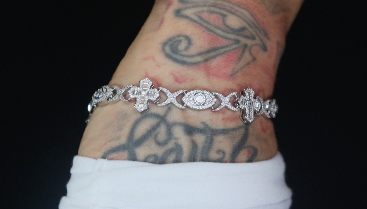 Infinity Link Chain | Infinity Link Cross Bracelet | Iced Out Bracelet