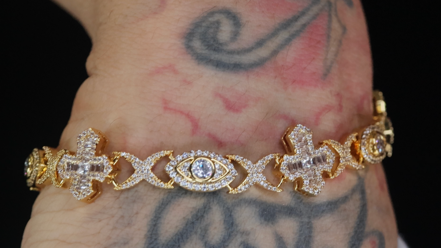 Infinity Link Chain | Infinity Link Cross Bracelet | Iced Out Bracelet