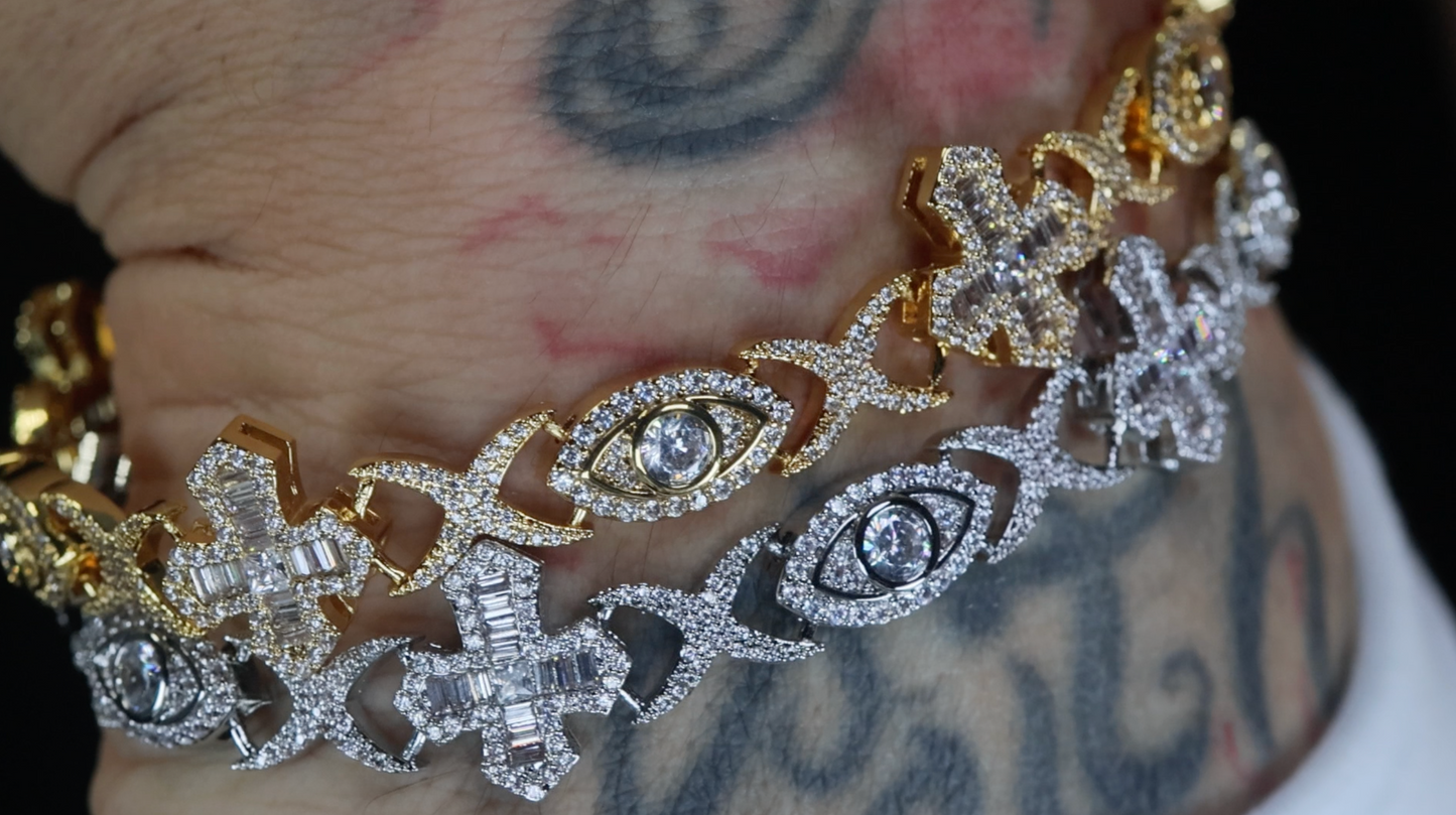 Infinity Link Chain | Infinity Link Cross Bracelet | Iced Out Bracelet