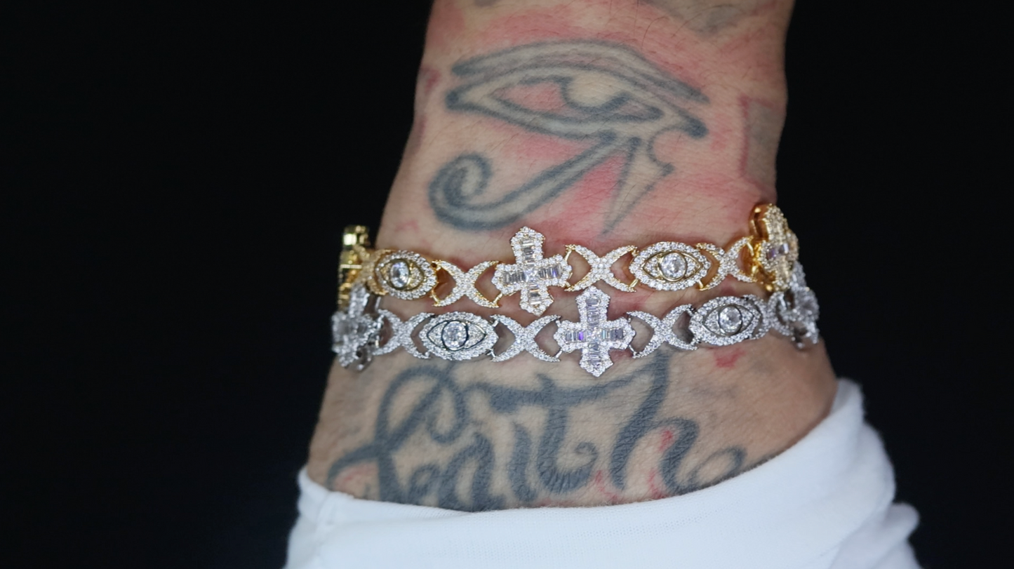 Infinity Link Chain | Infinity Link Cross Bracelet | Iced Out Bracelet