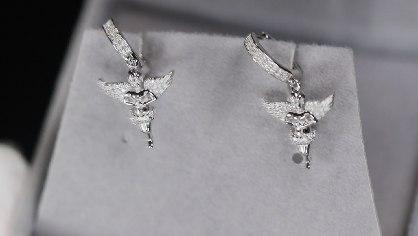 Moissanite Angel Earrings | Diamond Angel Earrings