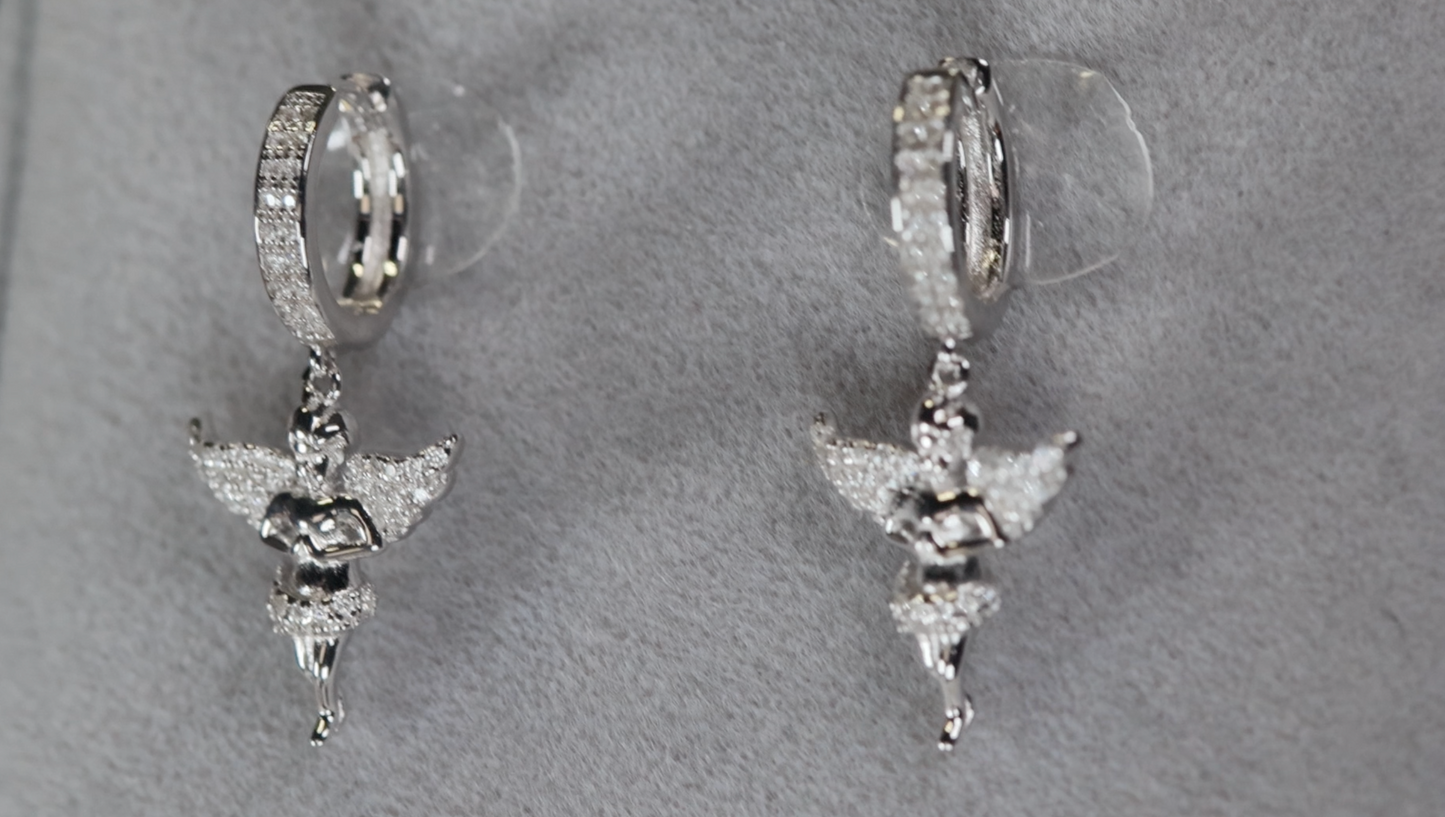 Moissanite Angel Earrings | Diamond Angel Earrings