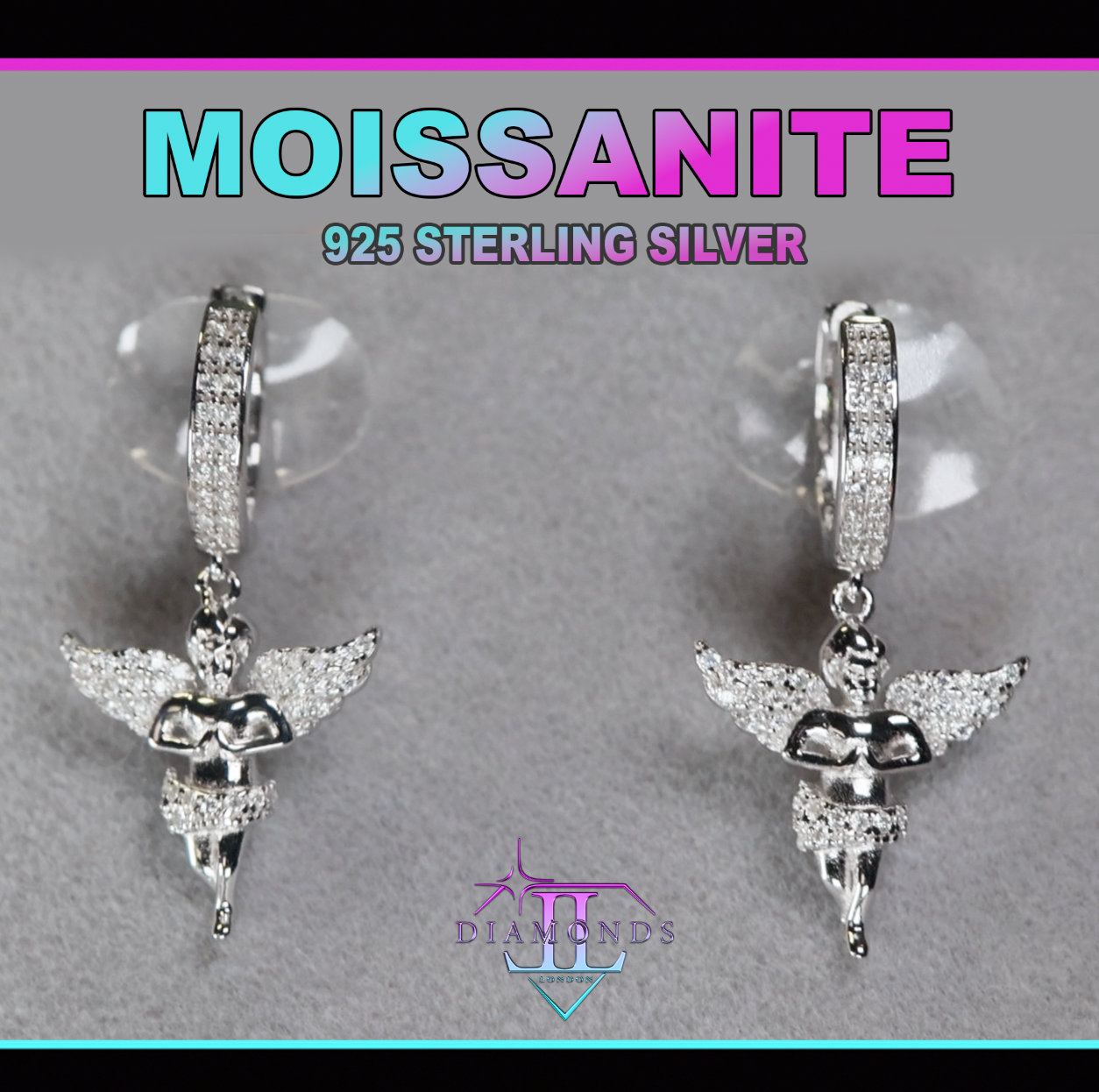 Moissanite Diamond Angel Earrings