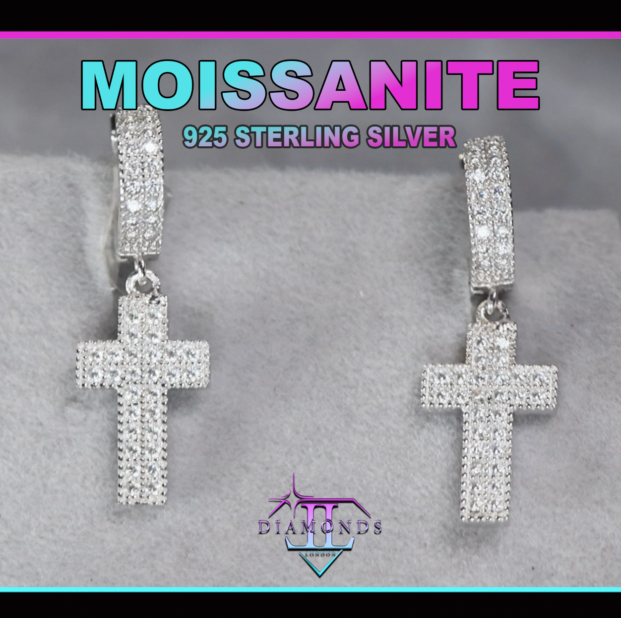 Moissanite Cross Earrings