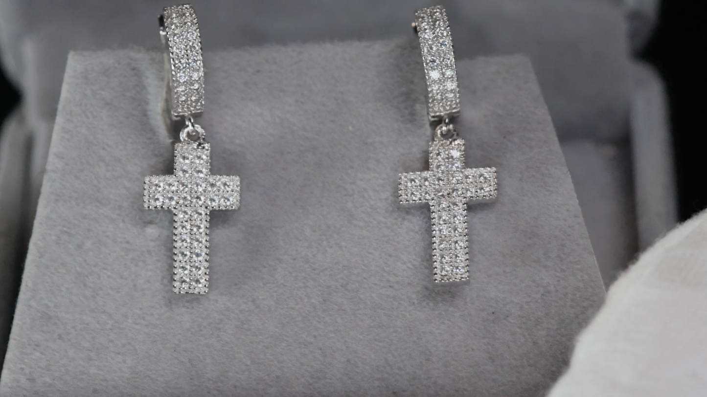 Moissanite Diamond Cross Earrings