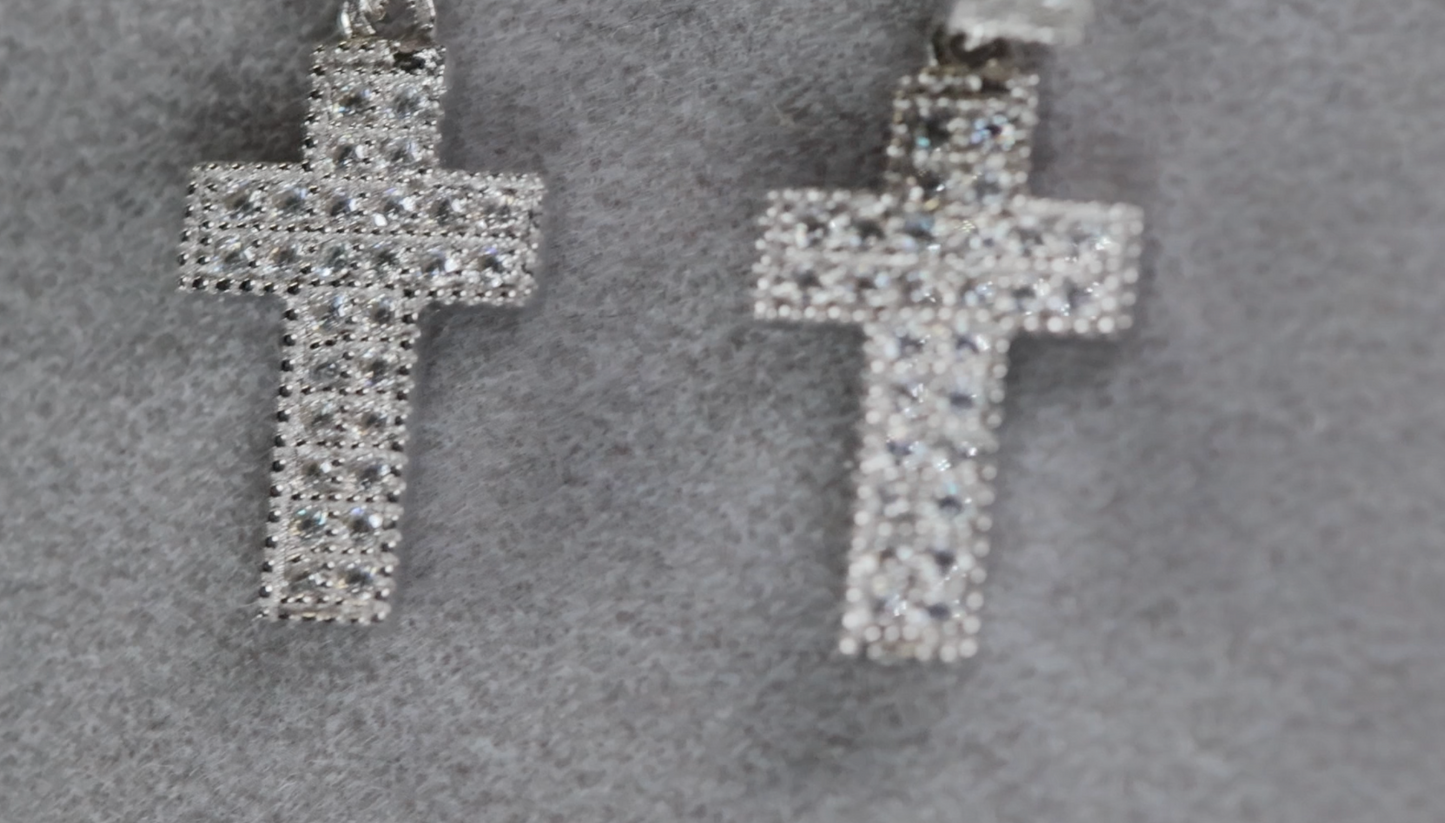 Moissanite Hoop Cross Earrings | Moissanite Cross Hoop Earrings