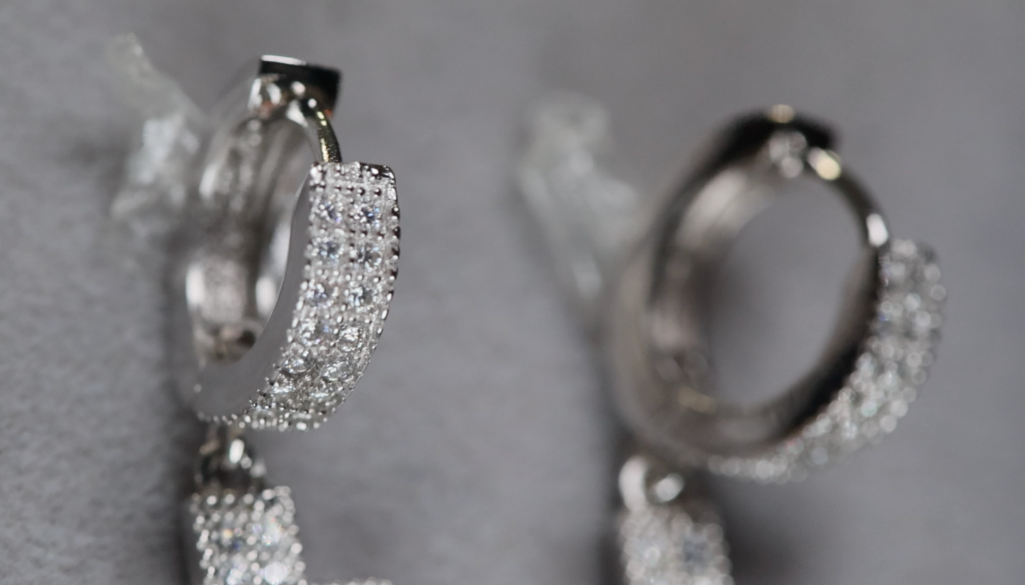 Moissanite Hoop Cross Earrings | Moissanite Cross Hoop Earrings