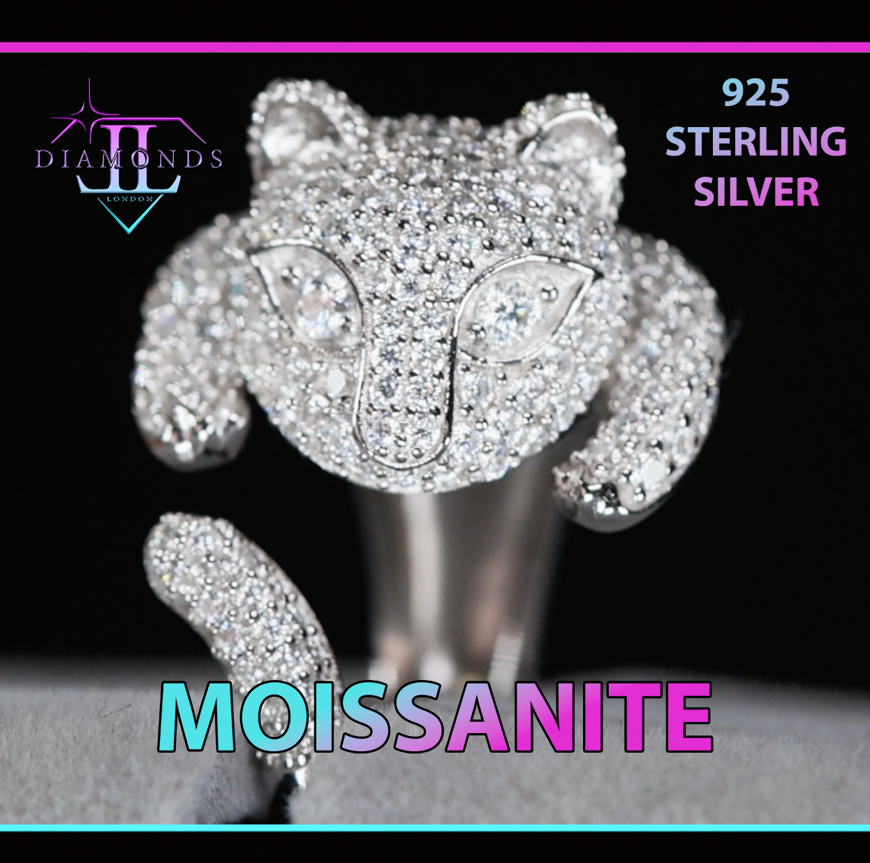 Moissanite Diamond Panther Ring