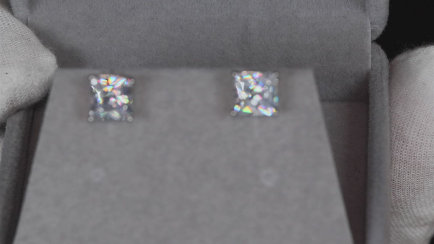 Load and play video in Gallery viewer, Princess Cut Ear Studs