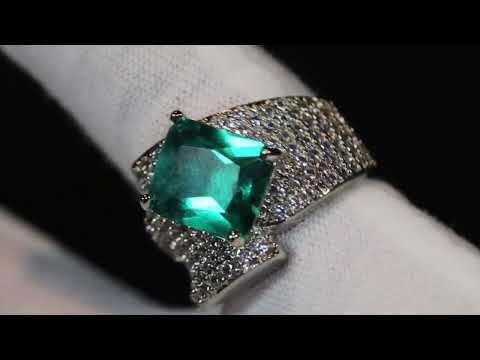 Aquamarine Green Diamond Ring