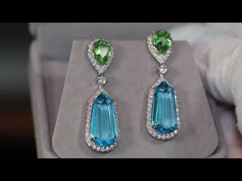 Womens big blue diamond earrings