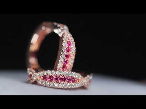Rose Gold Pink Diamond Hoop Earrings