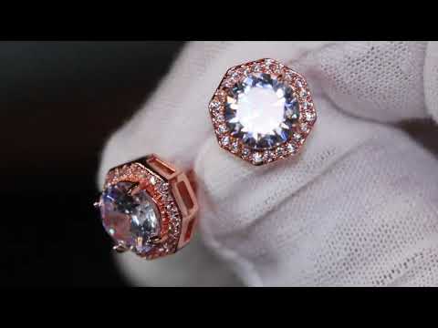 Load and play video in Gallery viewer, Rose Gold Diamond Ear Studs