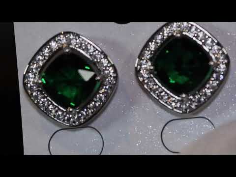 Big Green Diamond Ear Studs