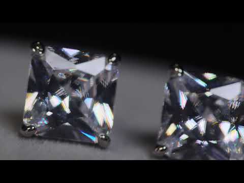 Load and play video in Gallery viewer, Princess Cut Diamond Earrings | Princess Cut Diamond Ear Studs