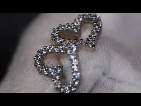 Load and play video in Gallery viewer, womens diamond heart ear studs