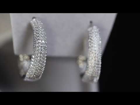 Load and play video in Gallery viewer, Women's Diamond Hoop Earrings