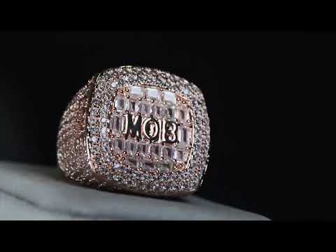 Mens Rose Gold Hip Hop Ring