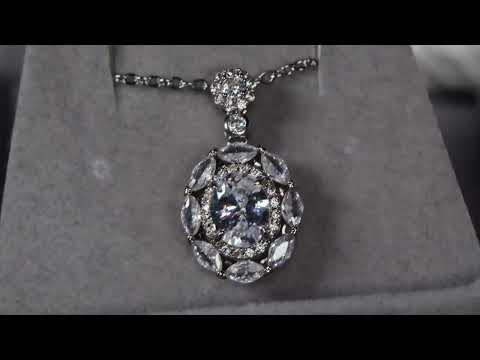 Womens Oval Diamond Pendant