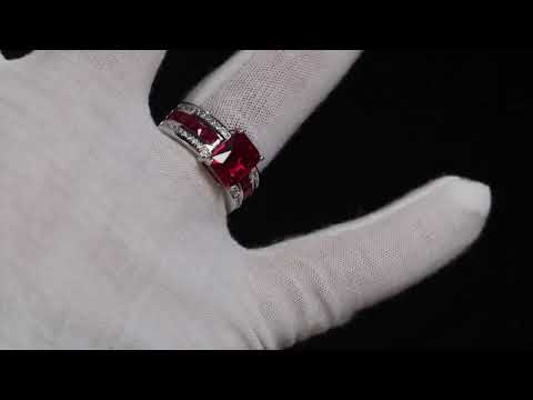 Load and play video in Gallery viewer, Red Princess Cut Diamond Ring
