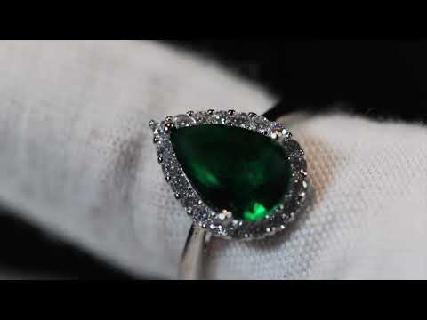 teardrop green diamond ring
