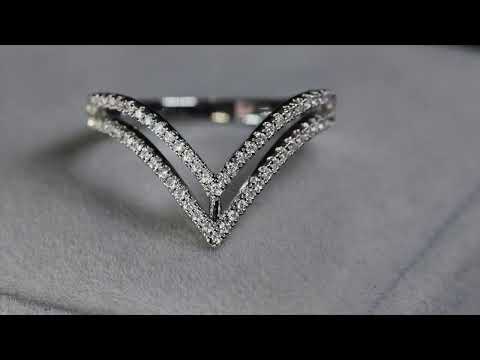 Load and play video in Gallery viewer, Silver Diamond Wishbone Ring