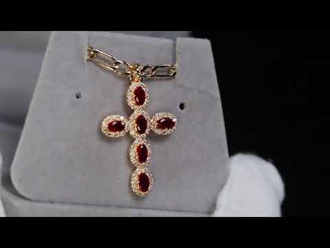 Load and play video in Gallery viewer, Gold Pink Diamond Cross Pendant