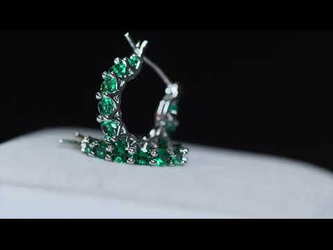 Load and play video in Gallery viewer, Green Diamond Hoop Earrings