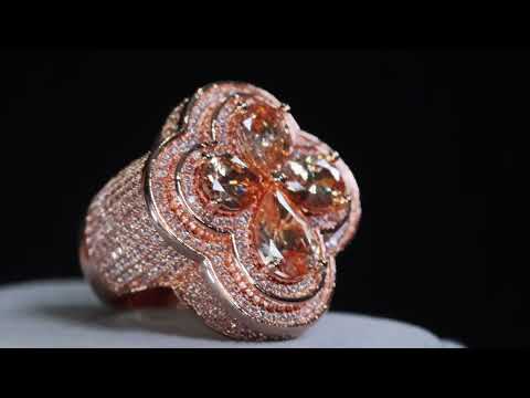 Load and play video in Gallery viewer, Men's Rose Gold Champagne Diamond Ring