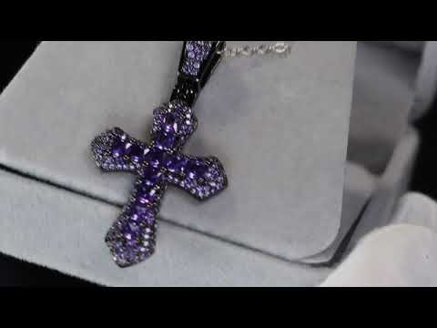Load and play video in Gallery viewer, Purple Diamond Cross Pendant